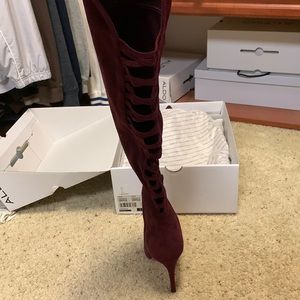 Burgundy suede boots by Aldo brand new with box paid $130 asking $80
